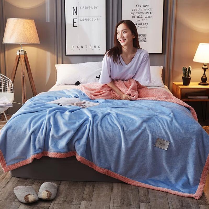 LISM Thick Winter Double-Layer Flannel Plush Blanket