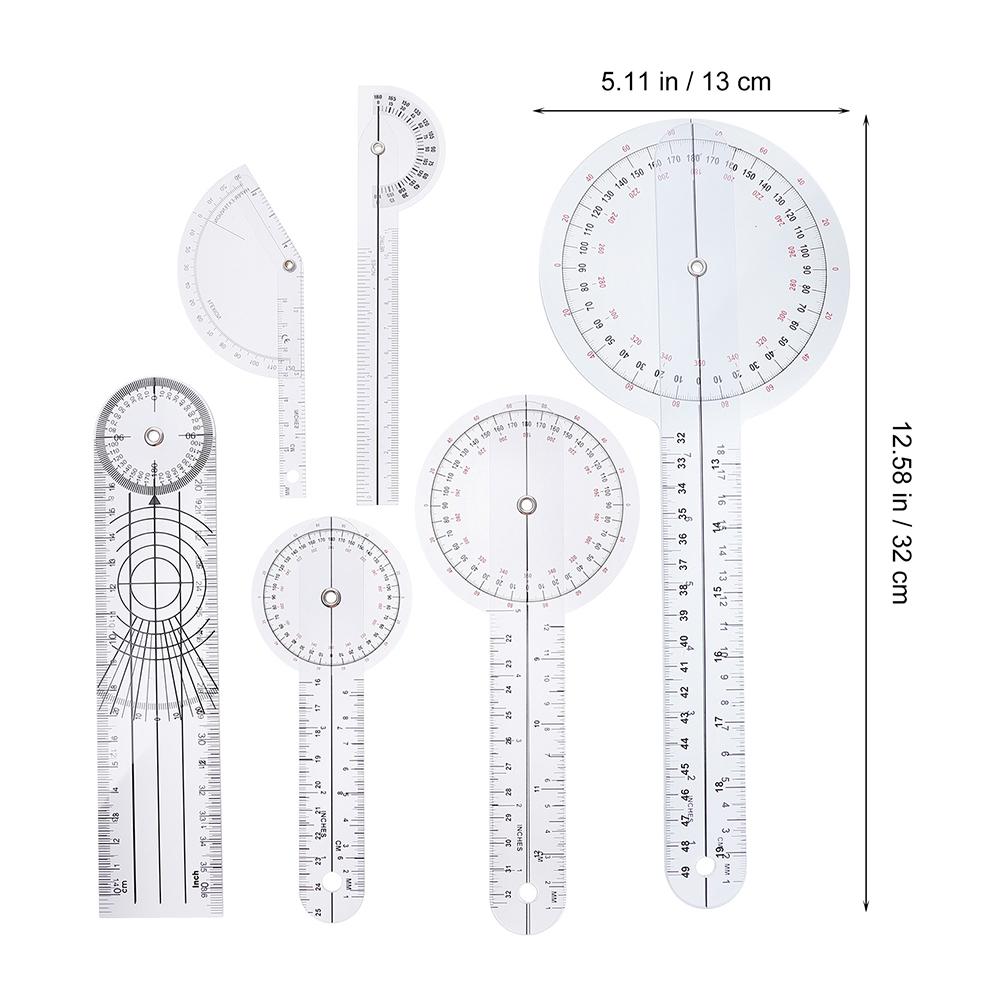 6 Stück Lineal Set Goniometer Physiotherapie Winkelmesser Wirbelsäule Finger Kunststoff Knie Messwinkel Messung Winkelmesser