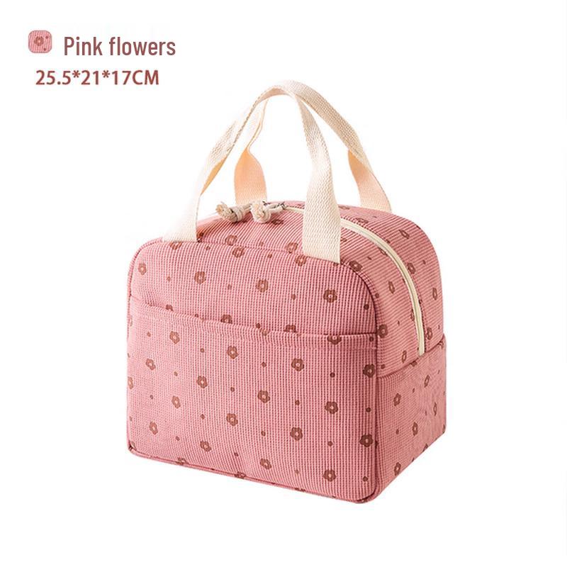Cute Floral Corduroy Insulated Lunch Bag