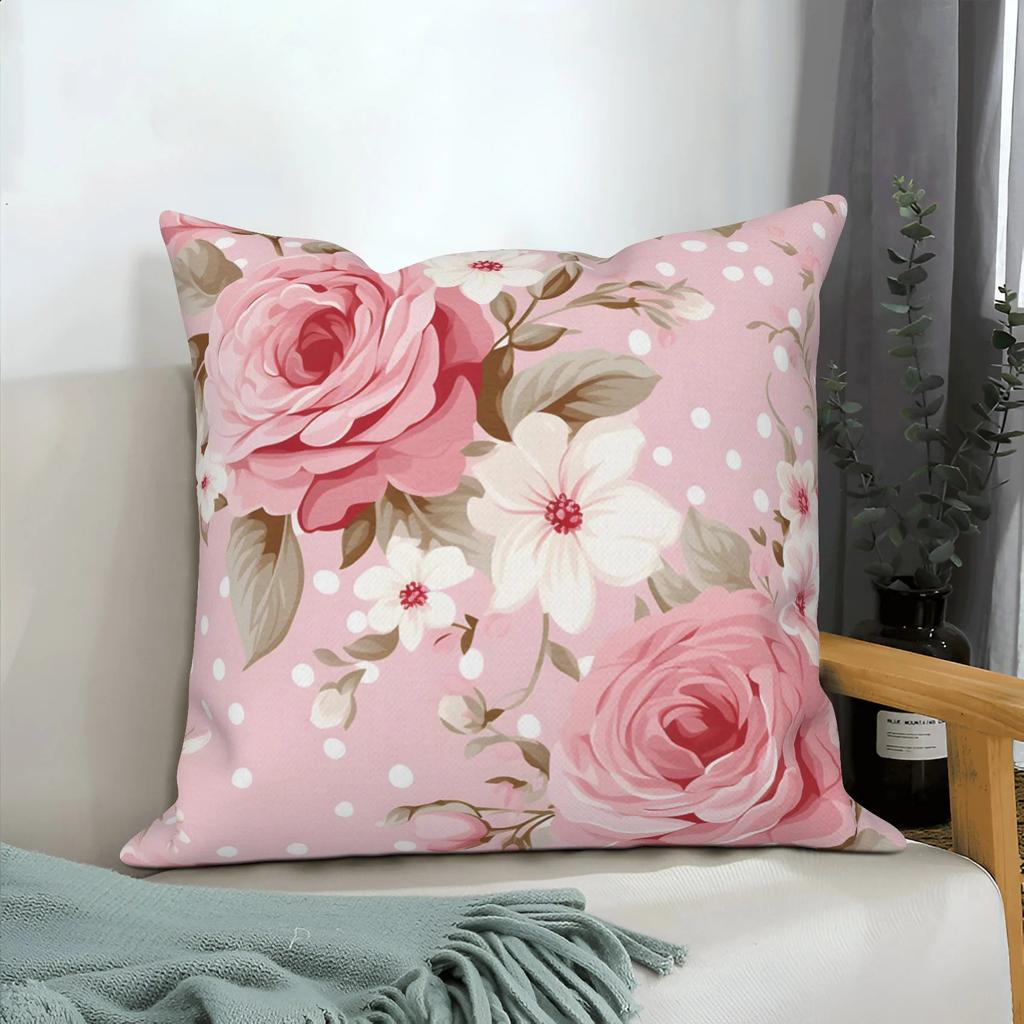 Pink Floral Home Decor Spring Flower Pillowcase Living Room Wedding Pillowcase Sofa Square Cushion Cover