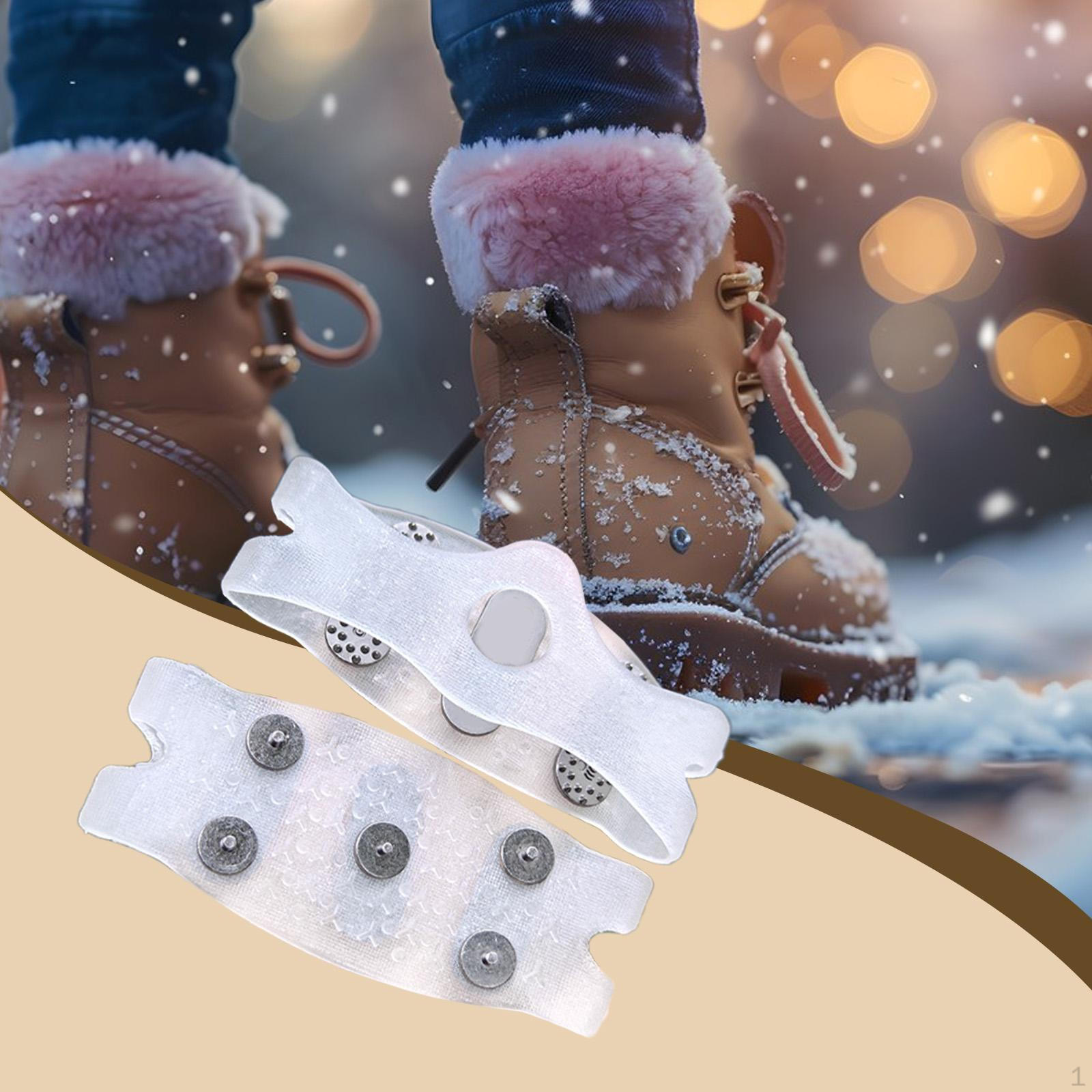 

Snow Shoes Anti Slip Shoe Spikes Ice Cleats Gripper Traction 5 Steel Material Suitable for transparent