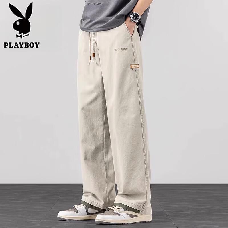 PLAYBOY Cotton Straight-Leg Casual Pants