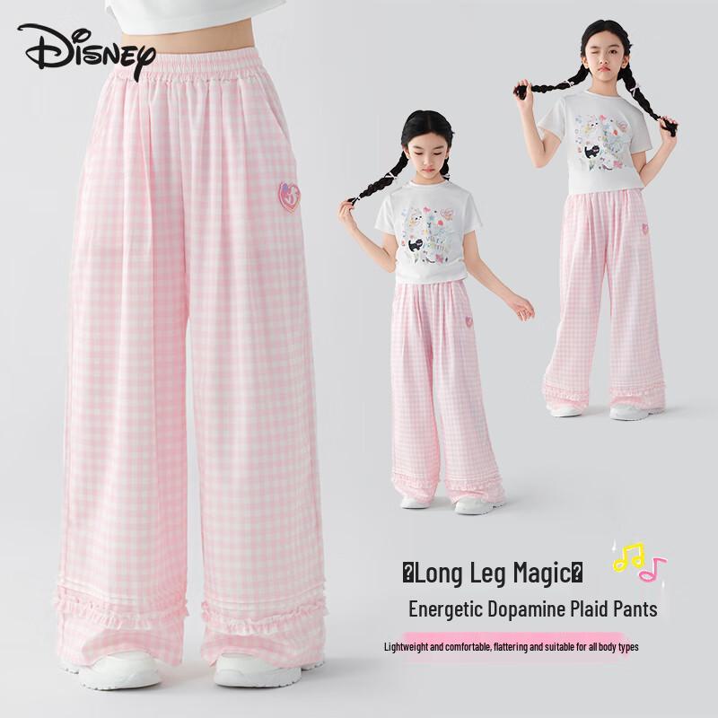 Disney Girls' 2025 Plaid Lightweight Summer Pants