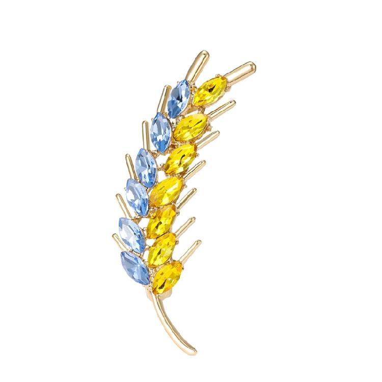 Unique Threaded Fringe Lapel Pin with Stone Accent Wheat Ear Brooches Accessory Fashionable Women's Clothing Accessory