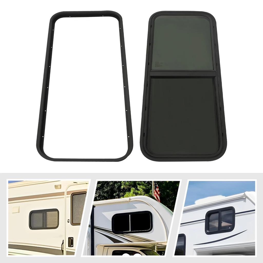 42" W X 22" H RV Window Teardrop Horizontal Sliding Replacement Glass with Trim RV Replacement Window RV Window with Screen
