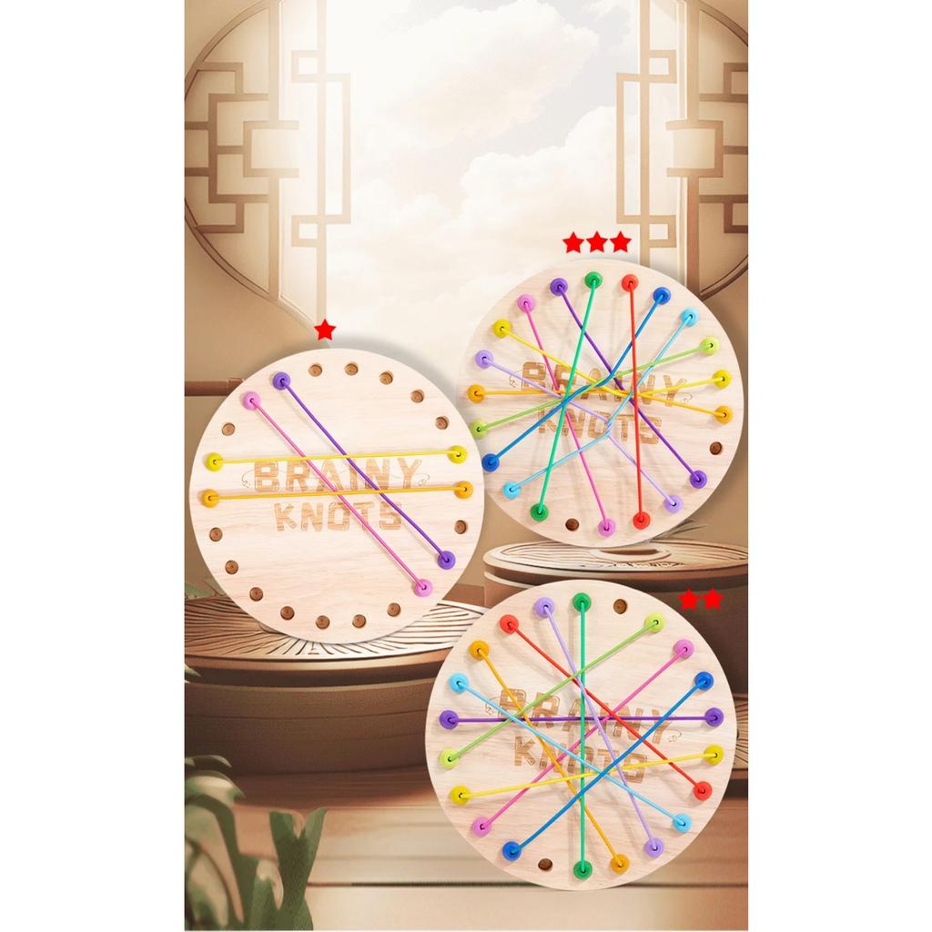 Montessori Kinder Puzzlespiel Seil Entfesselungs-Herausforderung Holzbrett Souptoys Entschlüsselung Logiktraining Puzzlespiel Seile Sortieren