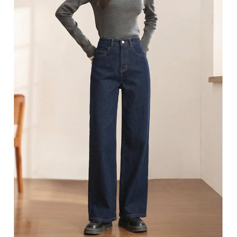 

Women s High-End Slimming Straight-Leg Jeans - Versatile and Stylish Wide-Leg Casual Pants for Spring 2026 Extra Large темно-синий