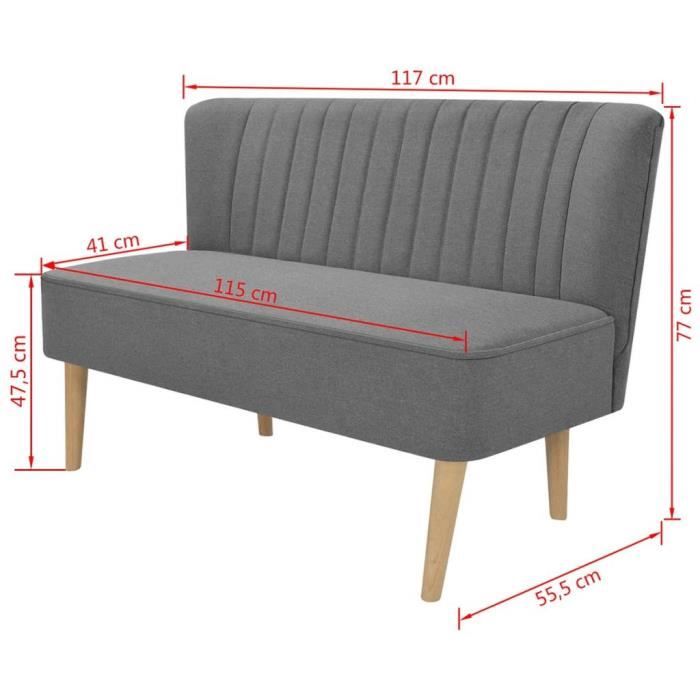 Canapé - vidaXL - 2 places - Tissu Gris clair - Design Contemporain - Confort Moelleux