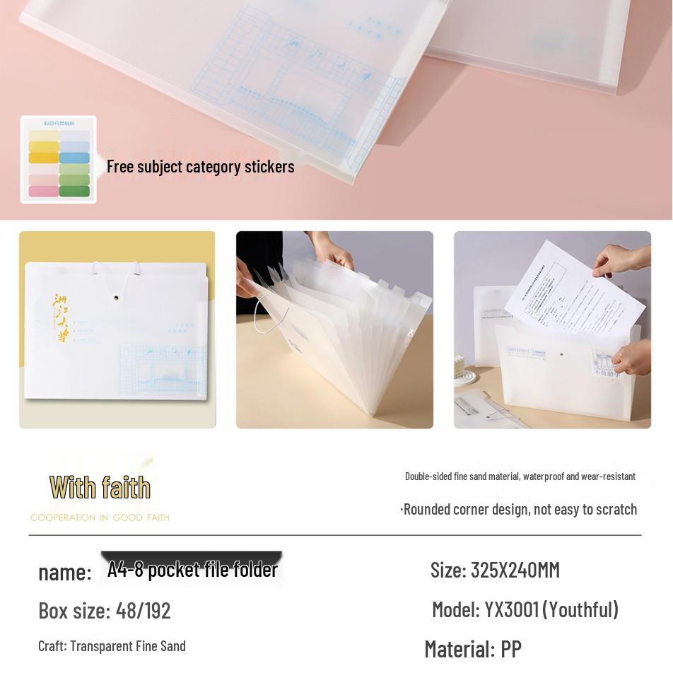 A4 vícevrstvá průhledná složka na dokumenty - Inspirativní harmoniková taška pro studenty a kancelářské ukládání