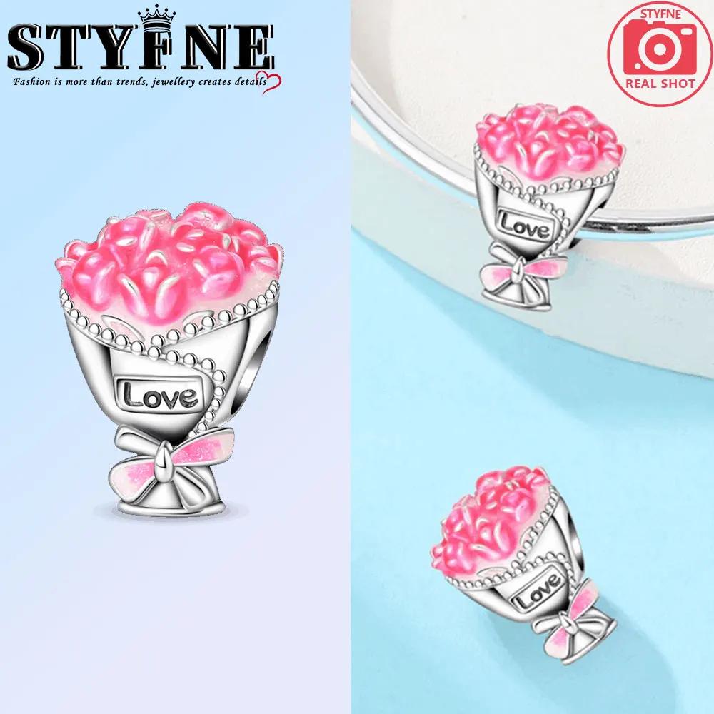 New Original 100% Copper Autumn Beaded Rose Romantic Wedding Charms Fit Women'S Bracelet Diy Jewelry Making