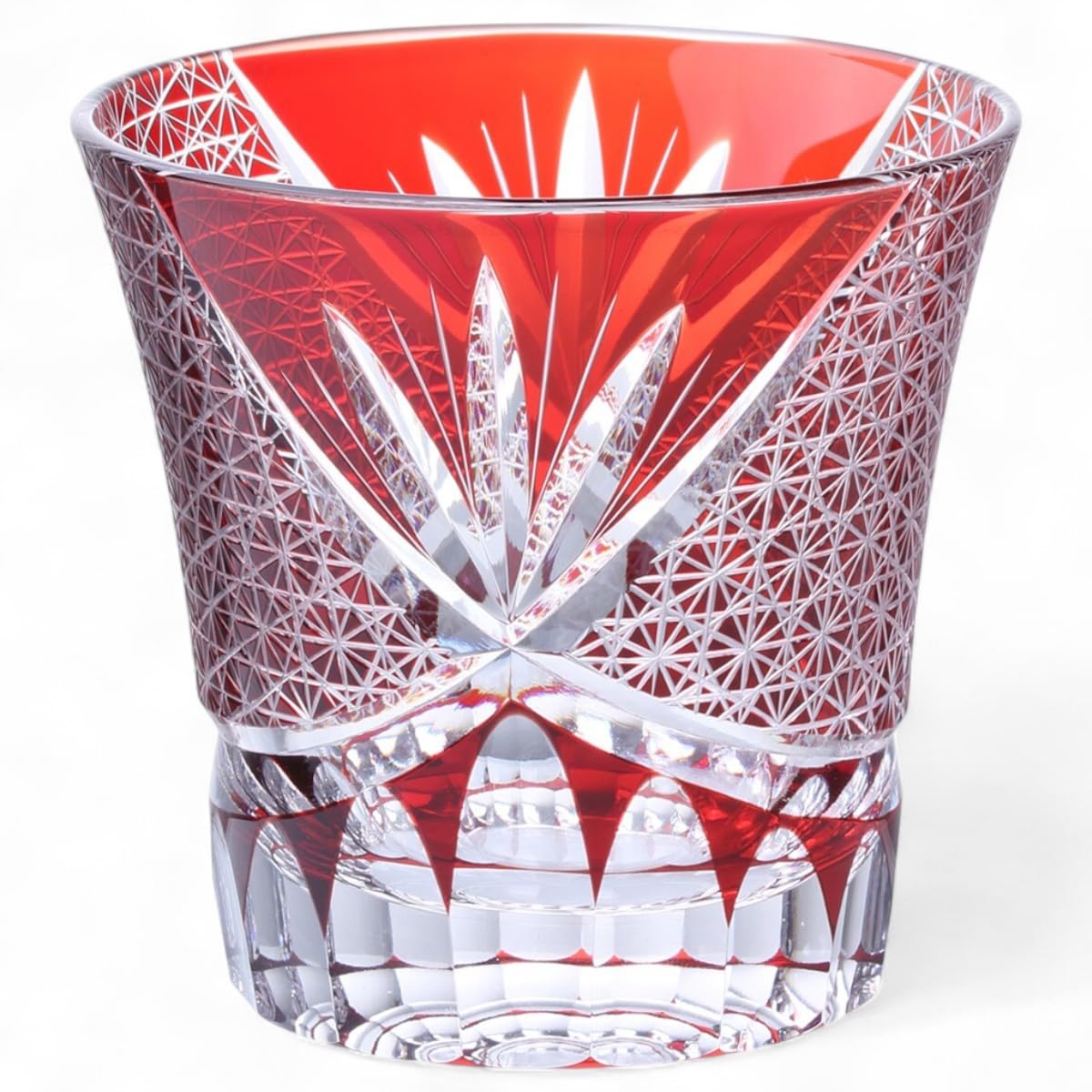 

Mizukage Kiriko Glass Orchid Carving Small Current Model J-kitchens Cup, 90xH85mm, 240cc, Pattern, Red, Bishou,