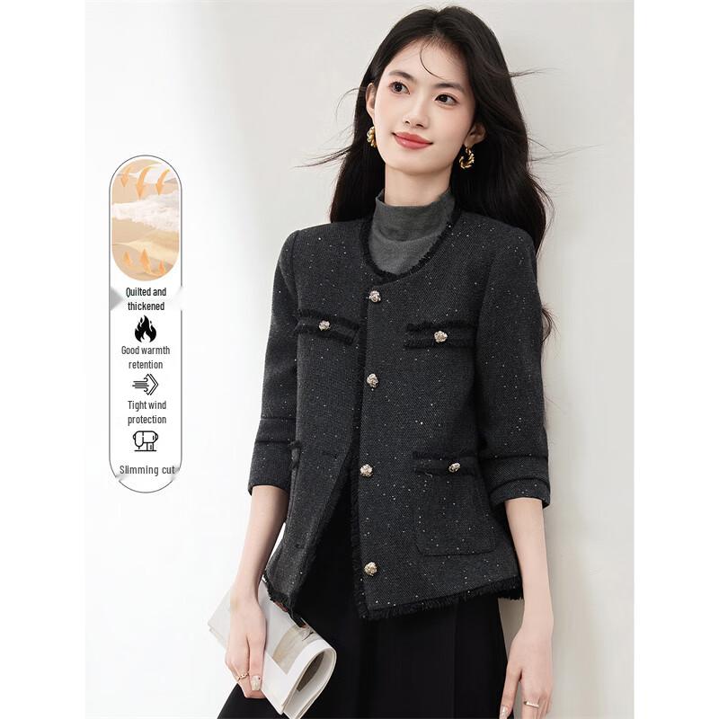 

Пальто Xinfeyu из смесовой шерсти в стиле французской легкой роскоши L