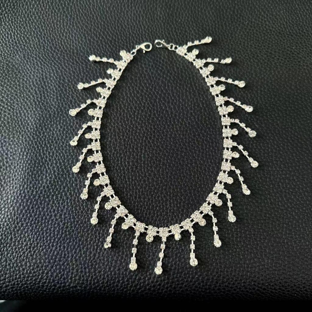 High-End Rhinestone Tassel Anklet: European & American Fashion Jewelry