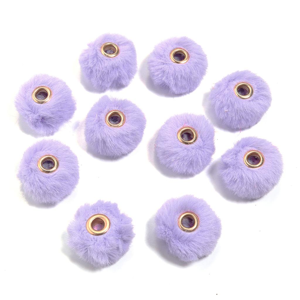 10pcs/bag Imitation Rabbit Fur Coverd Straight Hole Beads DIY Pompom Pendant for Jewelry Making DIY Necklace Pendant Earrings