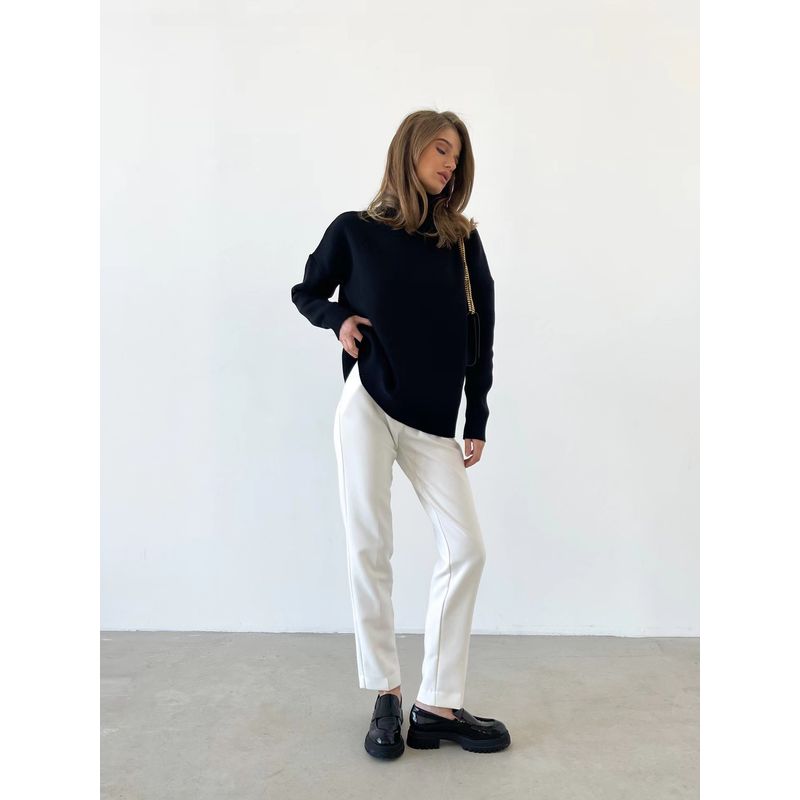 

New Arrival Autumn Solid Color Turtleneck Knitting Tops Minimalist Loose Thermal Head Cover Sweater Knitted Sweater Black One size