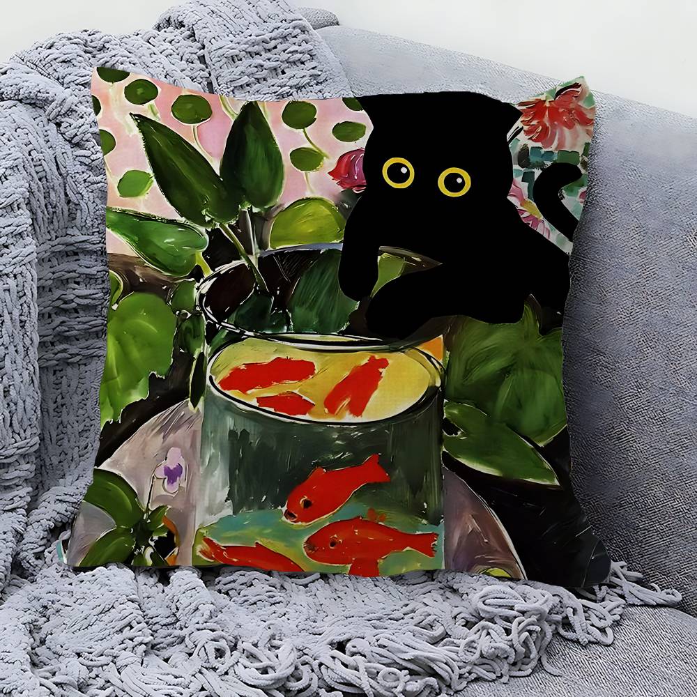 Black Cat Sunflowers Pillowcases Home Bedding Decorative Pillow Cover Wedding Super Soft Pillow Case