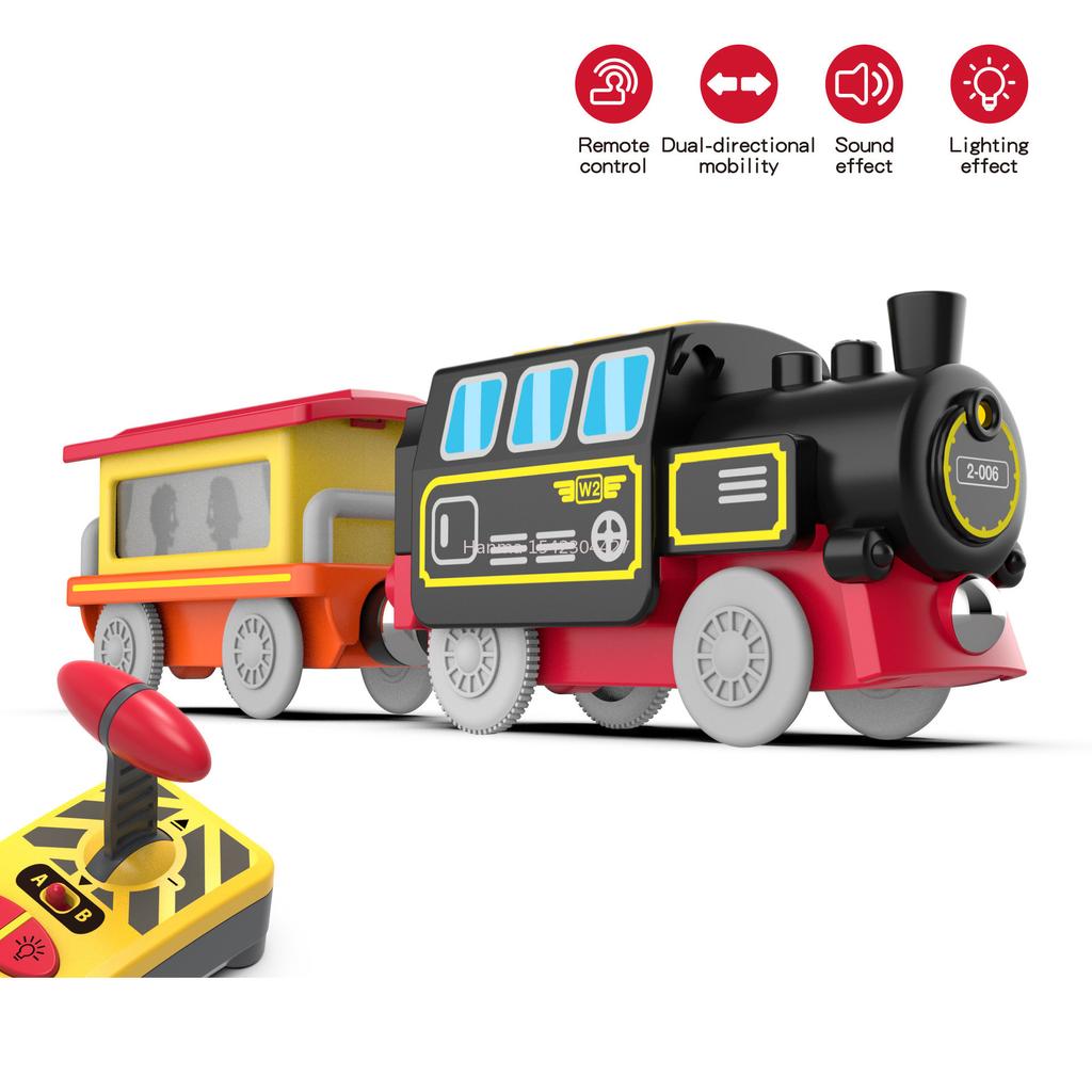 New Style Remote Control Rc Electric Small Train Toys Set Connected With Wooden Railway Track Interesting Present For Children Y