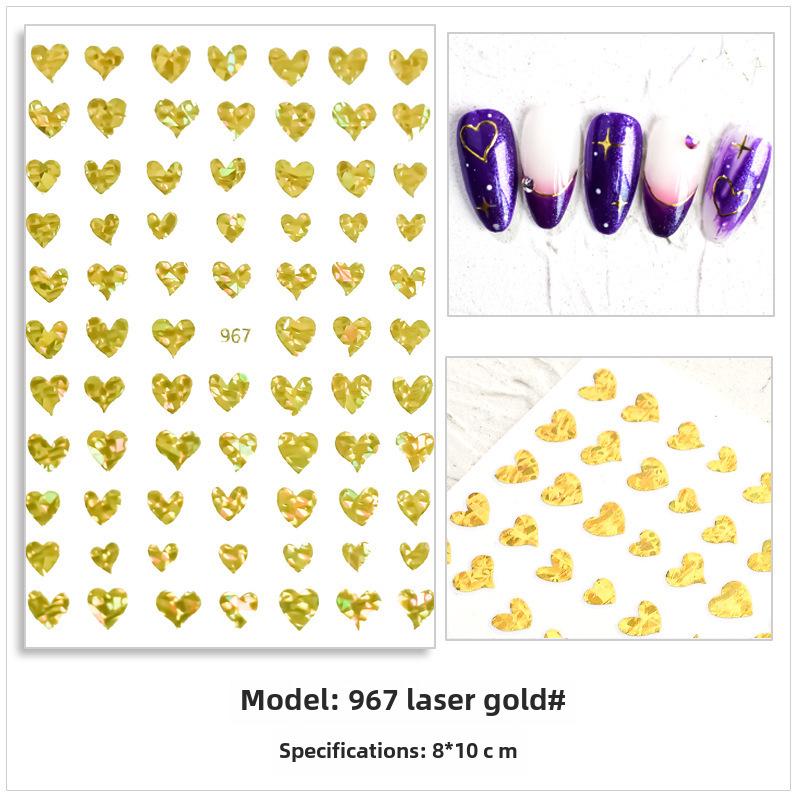 

Блестящие золотые и серебряные наклейки для ногтей Love Star Flame с бабочкой и супер-вспышкой