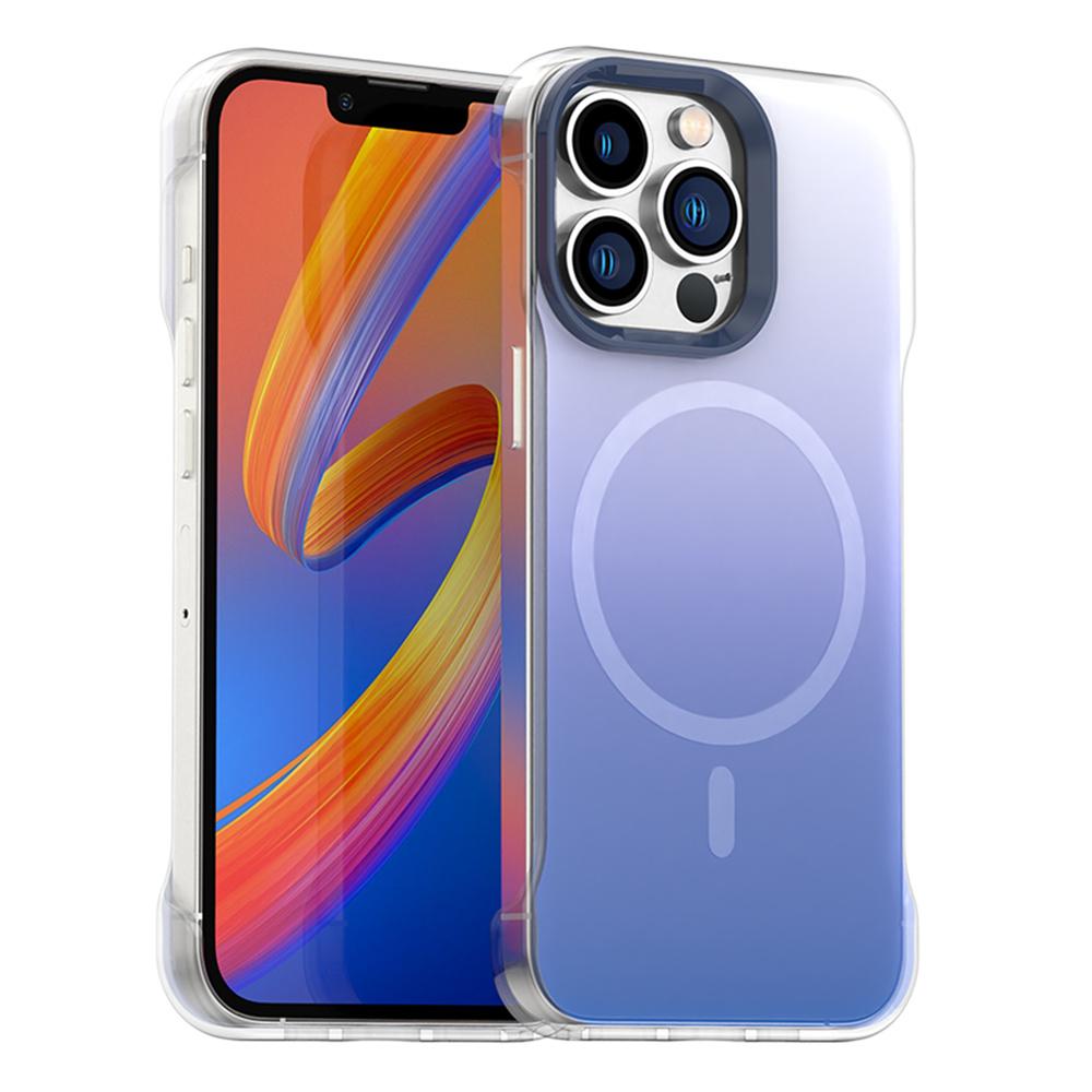 For iPhone 13 Pro Max Magnetic Case Gradient Design Borderless IMD TPU+PC+PET Phone Cover