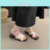 Roman Flat Sandals For Women Summer Vintage Pu Leather Beach Shoes With Buckle Strap