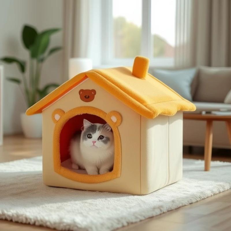 Four Seasons Warm Pet House: Removable & Washable Bed for Cats and Small Dogs