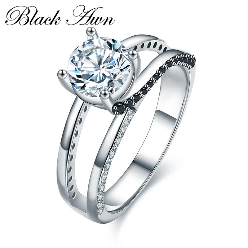 

BLACK AWN Черные ювелирные кольца с цирконом для женщин, размер США 7, 8, 9