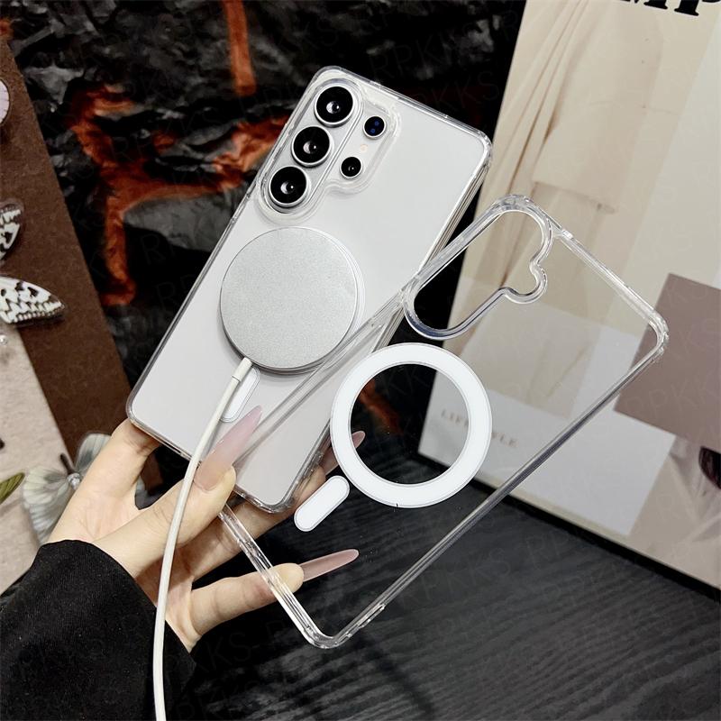 Magnetic Acrylic Case For S26 S25 S24 S23 S22 S21 FE Plus Ultra A57 A37 A17 A56 A36 A26 A16 A07 A55 A35 A15 For Magsafe Cover