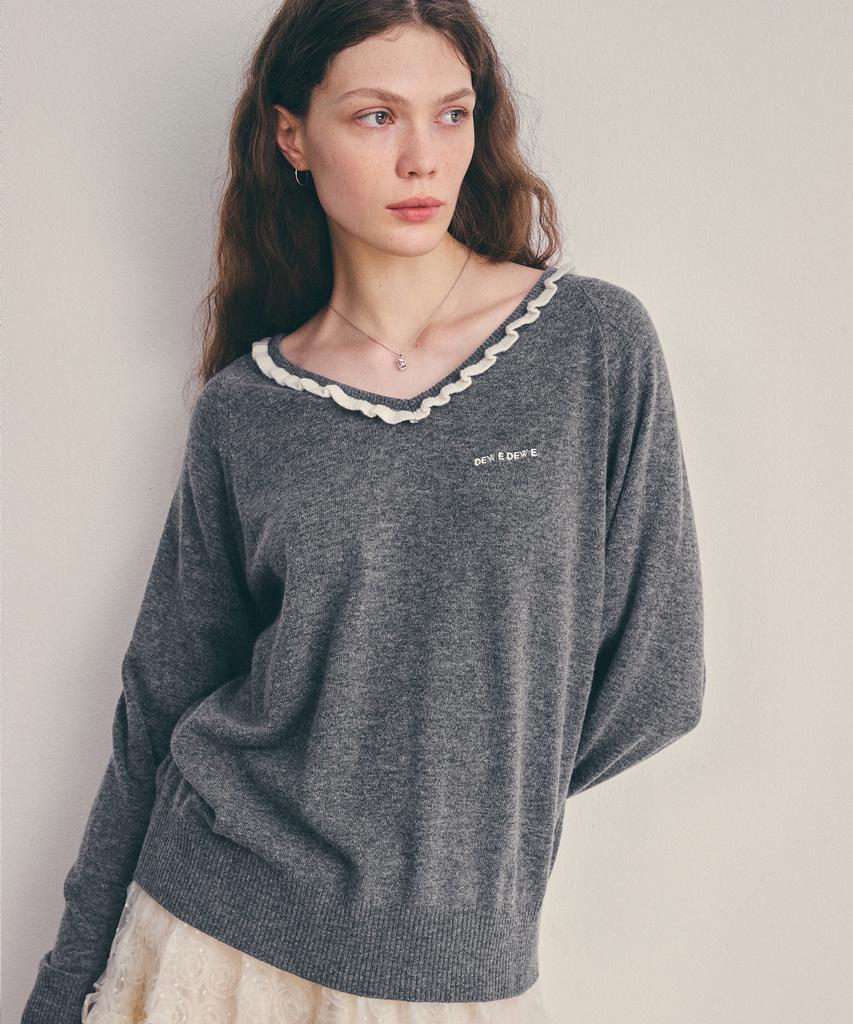 Dyuidyui Frill Line Knit_Gray