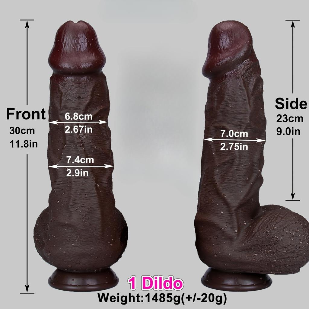 30CM XXL Realistic Silicone Dildo, Dual Density Liquid Silicone, Thick Vein Texture, Ultra Soft Skin Feel, Strong Suction Cup, Premium Collection