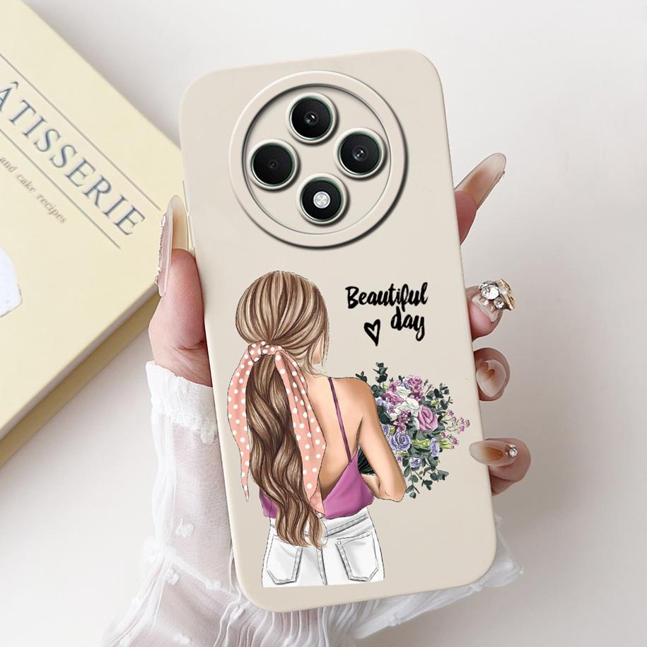 For OPPO Reno 12F 5G Case 2024 Fashion Pretty Girls Soft Liquid Silicone Shockproof Cover For OPPO Reno12 F 4G Reno 12 FS Bumper