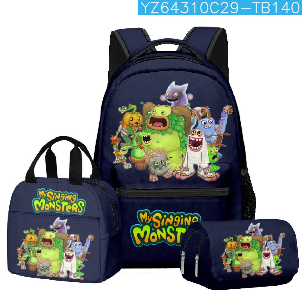 Intemporel Tendance Unique Bugcat Capoo Conception 3D Set de 3 pièces Sacs pour Apprentis Étudiants Sac à Dos Ordinateur de Voyage Sac Repas Trousse à Crayons