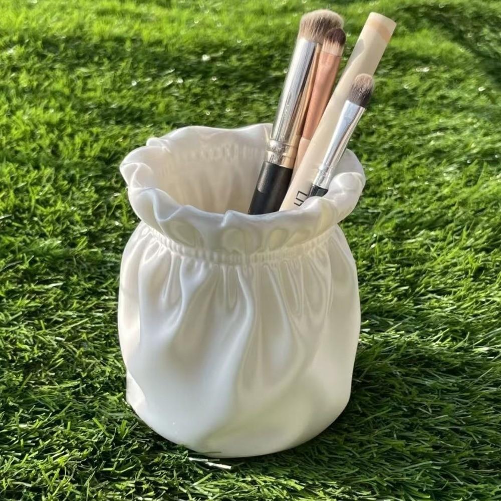 Soft Pink Desktop Organizer Bucket 3D Printed Storage Container Makeup Brush Holder  Home Office
