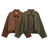 Fall Winter Women's Oversized Suede Batwing Sleeve Zip Up Aviator Jacket Casual Outerwear