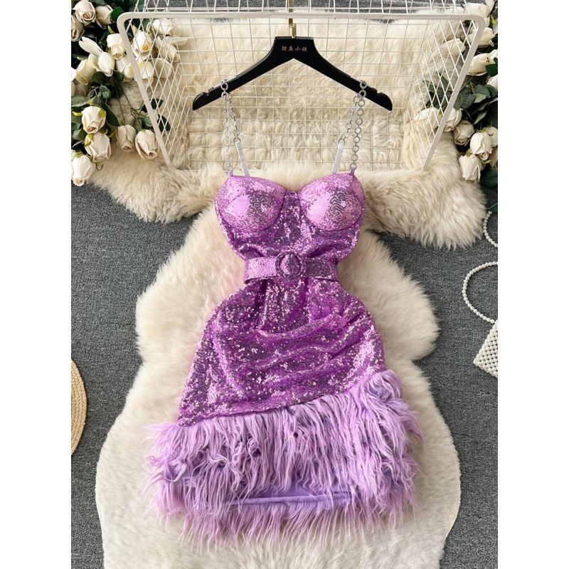 Tube Top Sequin Dress Dress Silm Chain Strap