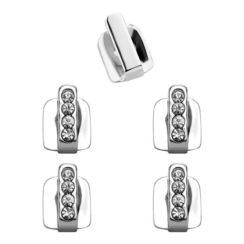 Hip Hop Single Vertical Bar Tooth Grillz Shiny Rhinestone Teeth Cap Decor Dental Jewelry For Halloween Party Cosplay Costume