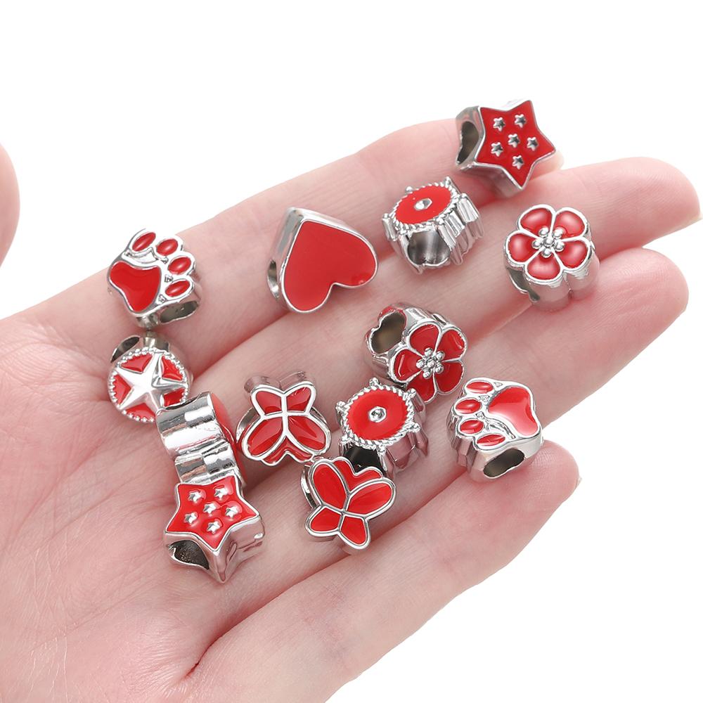 5pcs/Lot CCB Hexagon Charms Beads Colorful Necklaces Bracelets Big Hole Bead Spacer Charms for DIY Jewelry Making Accessories