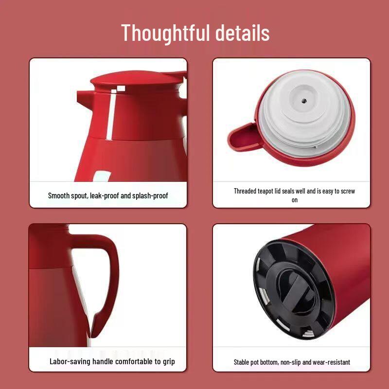Large Capacity Thermos Flask with Glass Liner - Insulated Hot Water Bottle for Dorms