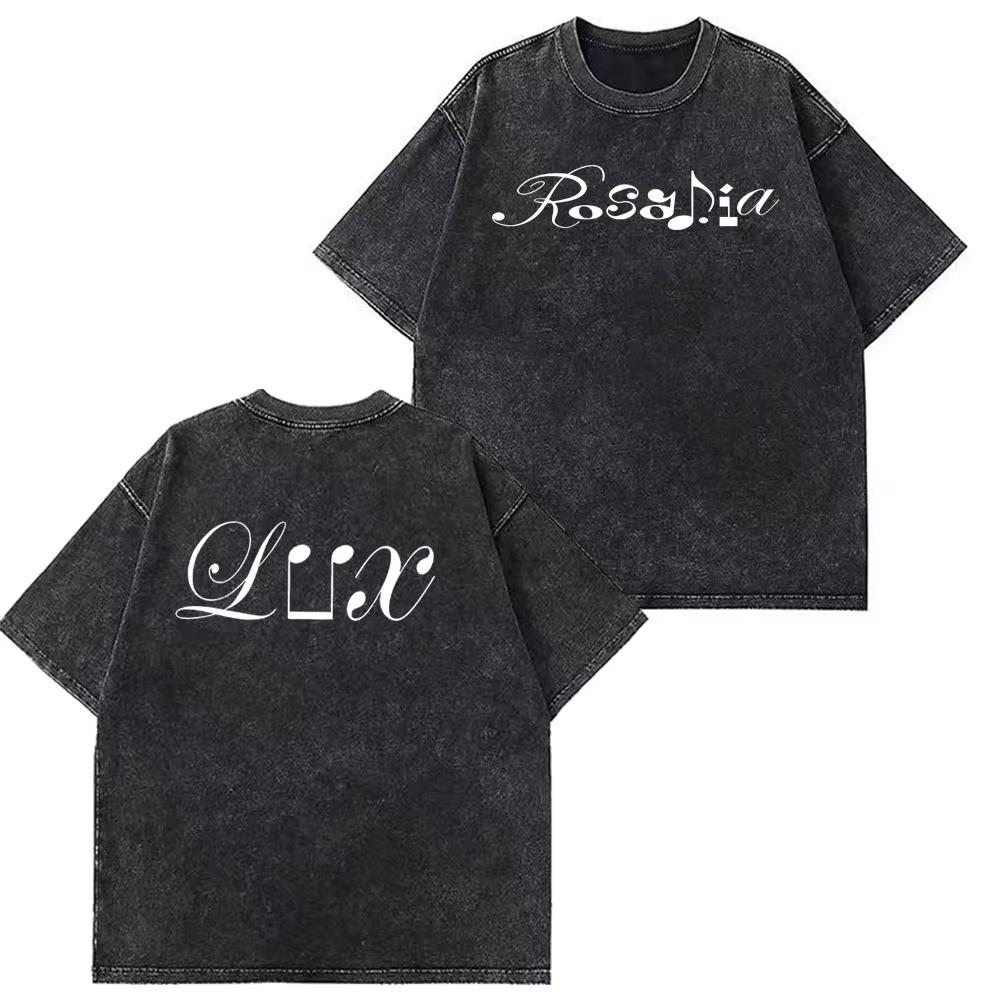 Rosala LUX TRACKLIST TEE Album Tour Vintage Washed Tshirt Men Women Short Sleeve Cotton Aesthetic Tshirts Casual Tshirts
