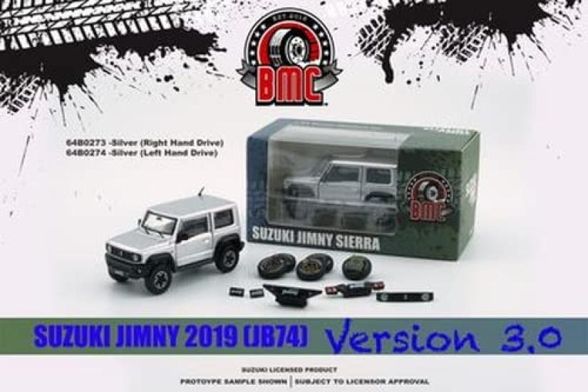 BM CREATIONS Scale Suzuki Jimny 2019 Silver LHD Finished Model 1/64 (JB74)