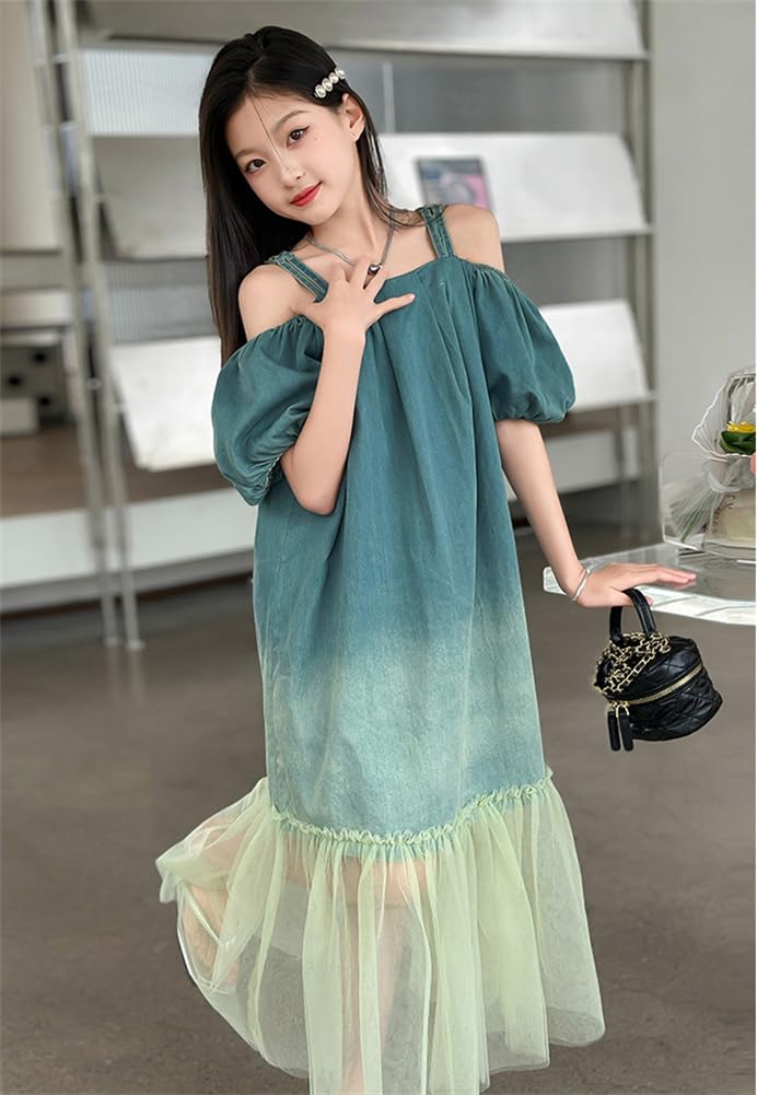 KOSIKINI Summer Short Suitable for and Junior High School and Cute Korean Korean Summer Cute Korean Kids Girls' Dress, Sleeve, Elementary,