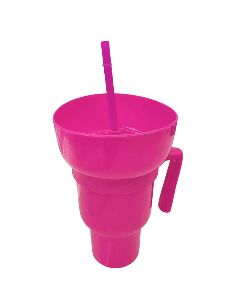 1 Kreativer Popcorn-Snack mit Henkel All-in-One-Getränkebecher Wasserbecher Strohhalmbecher