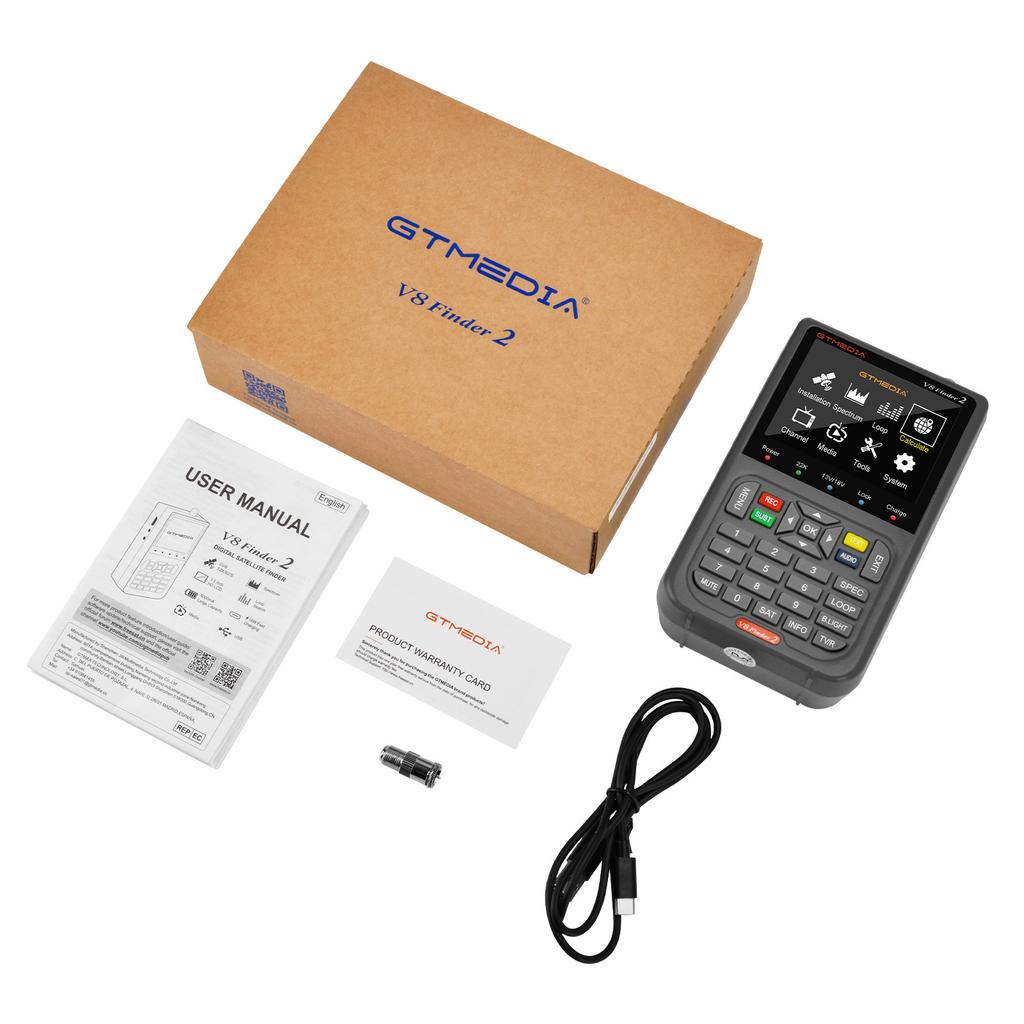 V8 Finder 2 Satellite Finder Meter DVB-S/S2X 3.5 Inch LCD Display 1080P Type C Port Satfinder VS Freesat Finder Meter Wholesale