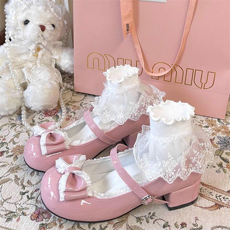 Cream Ice Cream Small Leather Shoes Women's New Thick-soled Sweet Japanese Jk Bow Mary Jane Shoes