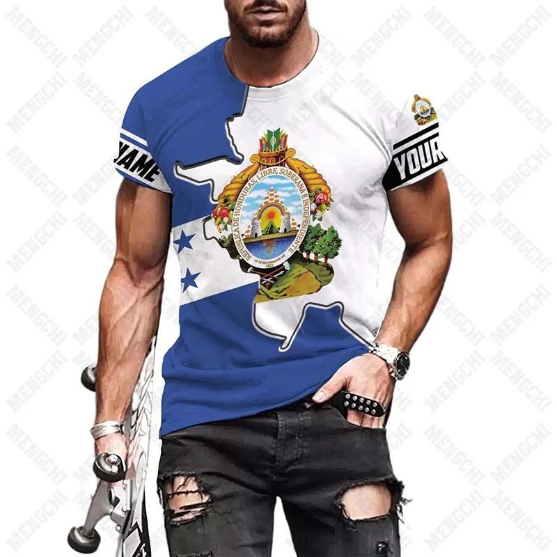 Honduras Vlajka Grafika Unisex Trička Letní Ležérní Streetwear Pánská Móda Dres Chlapec Nadrozměrná Trička Krátký Rukáv Sportovní Oblečení