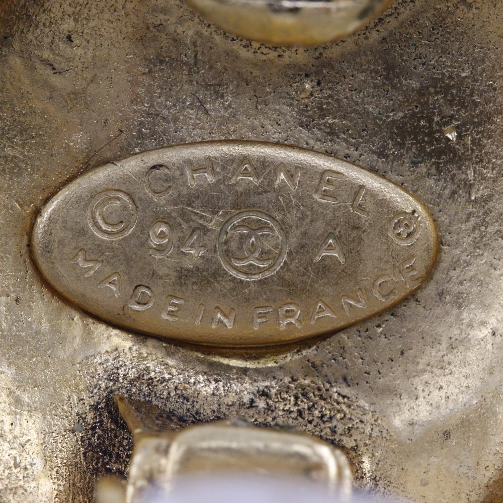 Chanel COCO Mark Earring Vintage Plated Gold 26g Women Used