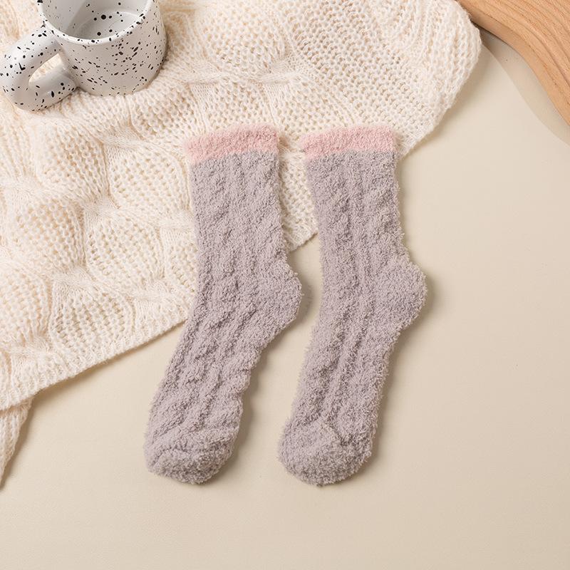Female Autumn and Winter Plus Velvet and Thick Coral Velvet Floor Cotton Socks