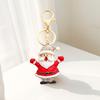 Keychain Pendant Sparkling Rhinestones Santa Claus Design Metal Keyring Decorative Key Holder Friends Bag