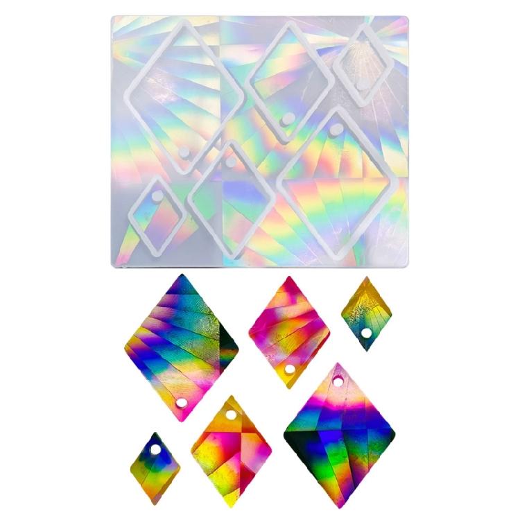 Silicone Mold for Epoxy Casting DIY Craft Rhombus Pendant Decoration Mold Tool
