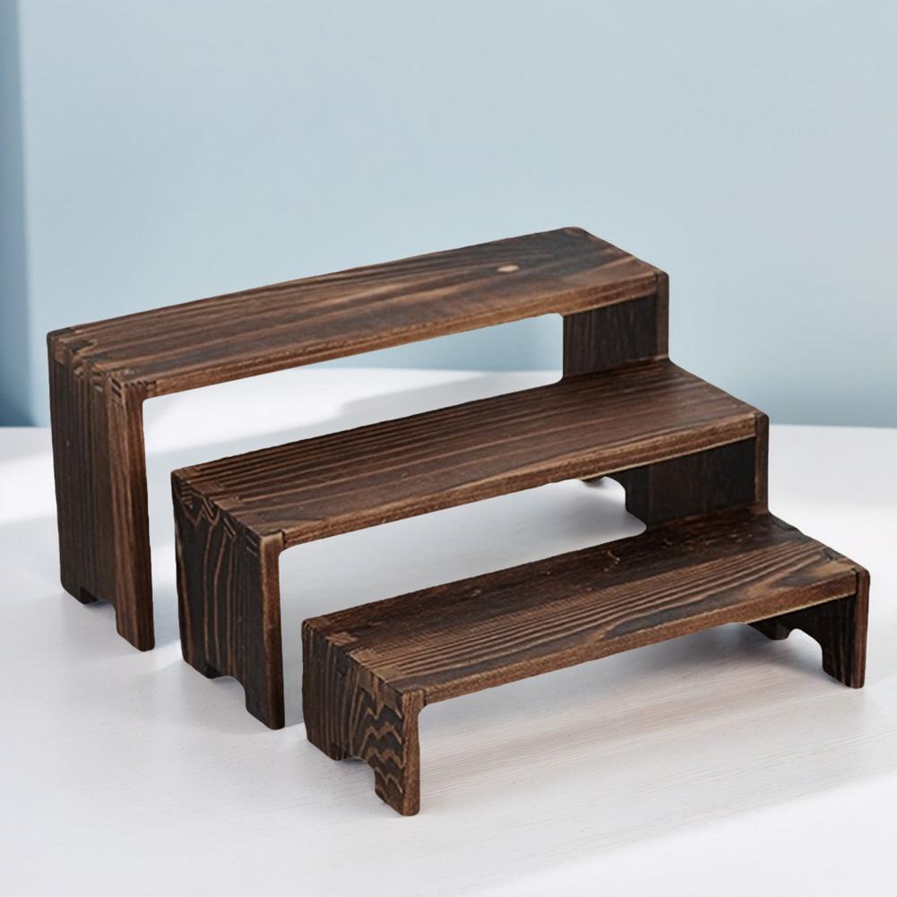 3 szt. Drewniane stojaki na babeczki Organizer na biurko Drewniane stojaki na desery Drewniany zestaw stojaków ekspozycyjnych na rośliny, przedmioty kolekcjonerskie i dekoracyjne