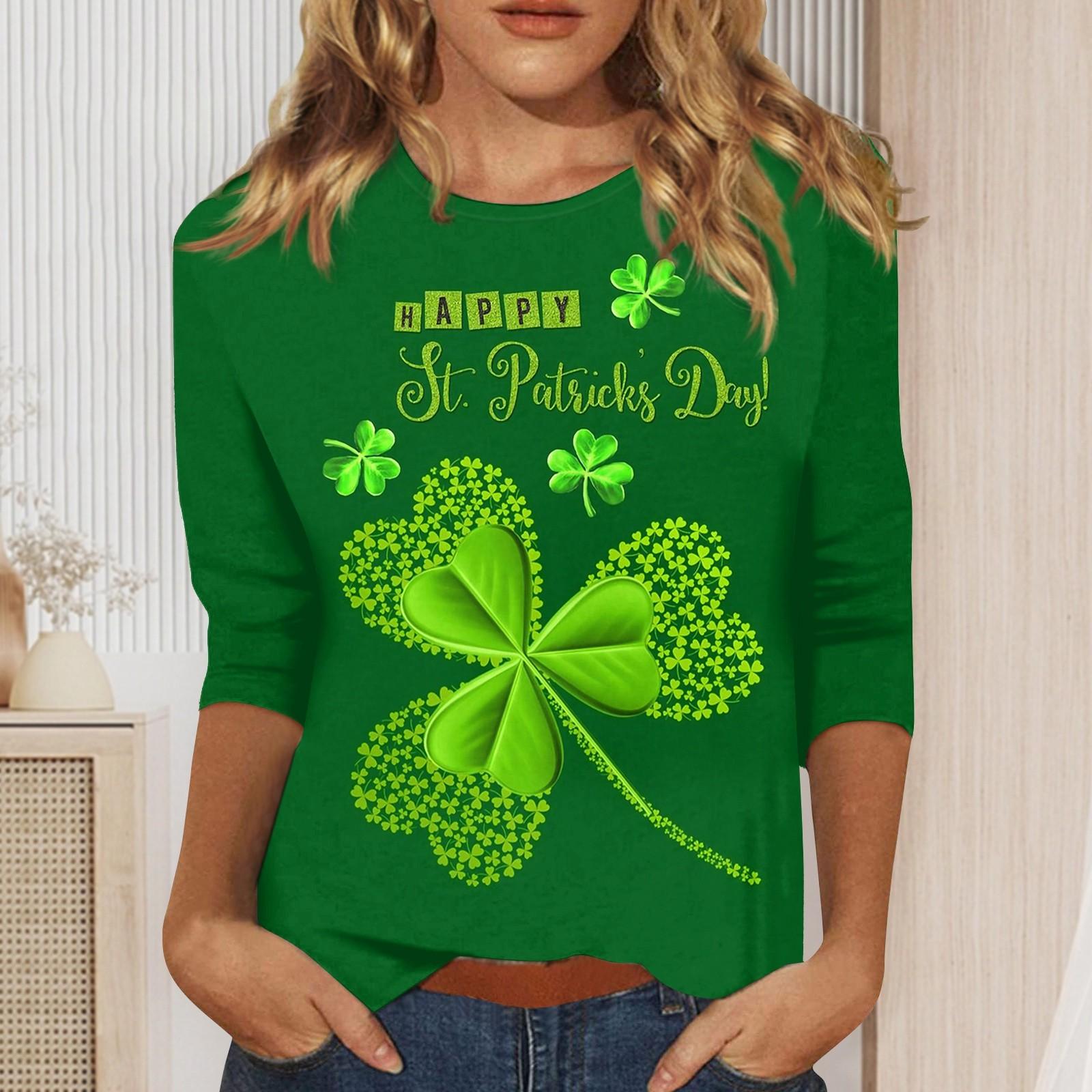

Женские рубашки с рукавом 3/4 St. Футболки с графическим принтом ко Дню Святого Патрика, блузки, повседневные базовые топы больших размеров, пуловеры XXXL